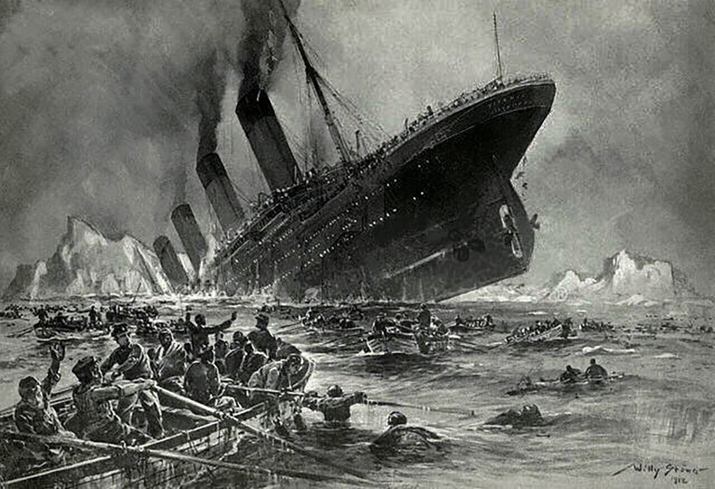 Titanic Hitting The Iceberg And Sinking
