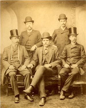 Washington Central Improvement Company officers, (l-r) A. T. Van DeVanter, W. B. Griffith, C. E. Guiberson, E. L Whittemore, W. E. Harn, 1890