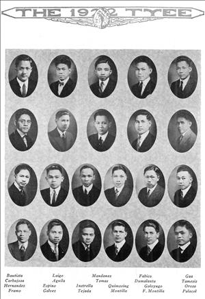 Yearbook photos of twenty students cropped in ovals under the text "The 1922 Tyee" with their names listed on the bottom of the page