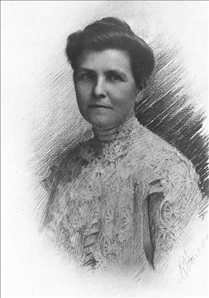Composite sketch of a woman in a lace shirt
